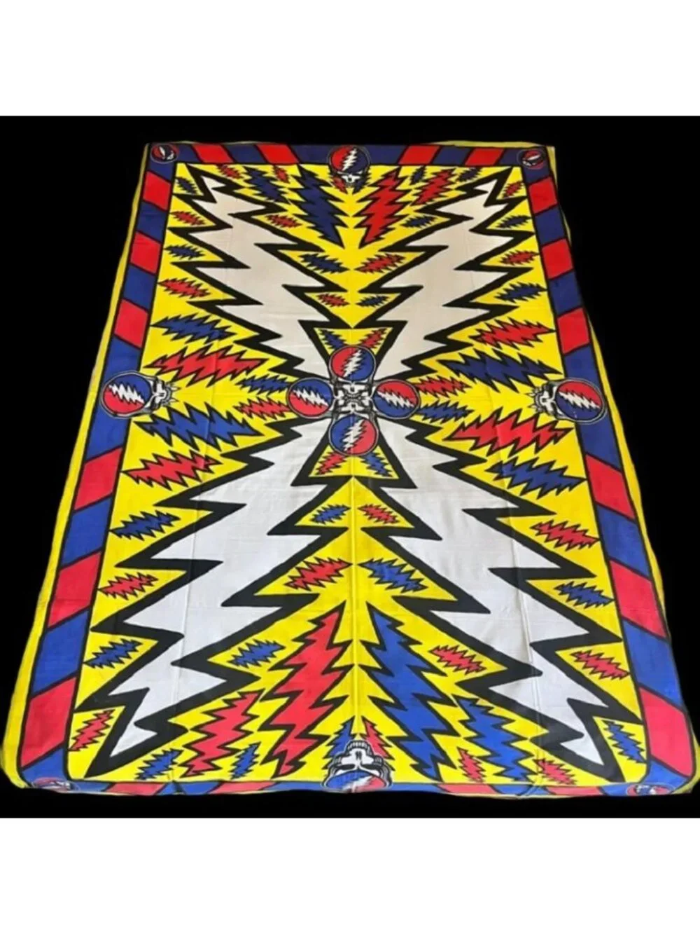 New Yellow Lightning Bolt Grateful Dead Wall Decor Gift Tapestry 86x54 NIP Skull